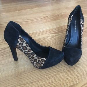 BCBG PUMP LEOPARD SUEDE HEELS Size 7 1/2